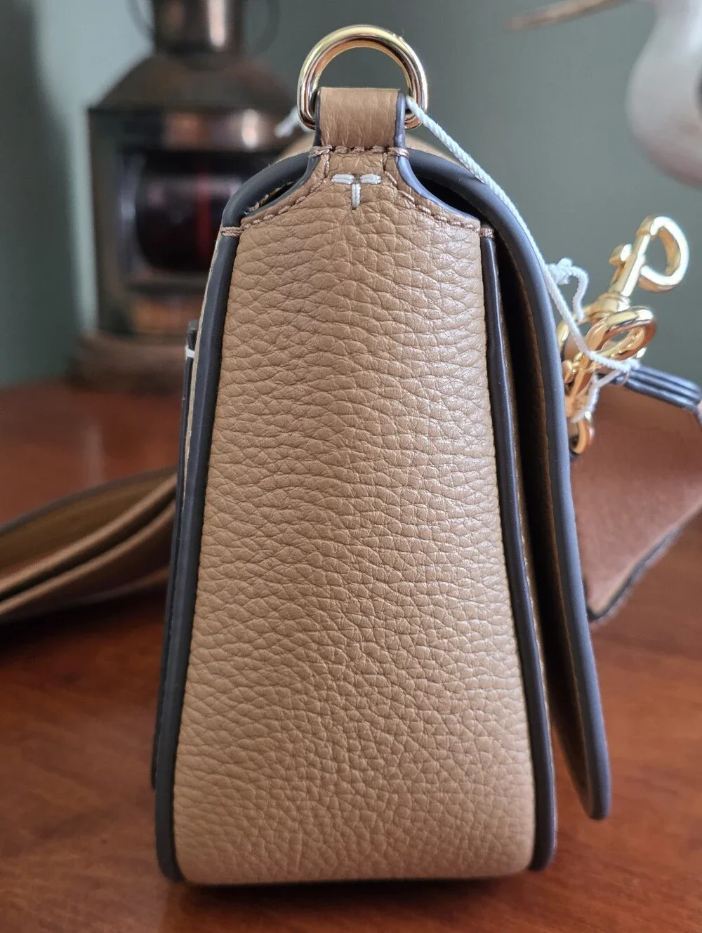 Tory Burch Thea Flap Crossbody Tiramisu Pebbled Leather Bag NWT